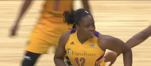 Chelsea Gray scored 27 points in a Game 1 WNBA Finals win for Los Angeles on Sunday. [Image via WNBA/YouTube]