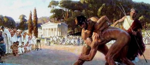 Representación de dos atletas en la Antigua Grecia