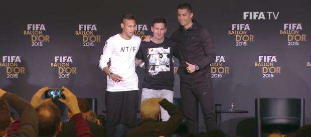 Neymar, Messi, and Ronaldo are all nominated for The Best player of the year. Credit to FIFATV, REPLAY: Ronaldo, Messi, Neymar PRESS TALK Neymar, Messi, and Ronaldo are all nominated for The Best player of the year. Credit to FIFATV, REPLAY: Ronaldo, Messi, Neymar PRESS TALK
