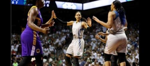 Tuesday night, Maya Moore and Minnesota will try to bounce back from a Game 1 loss against Los Angeles. [Image via WNBA/YouTube]