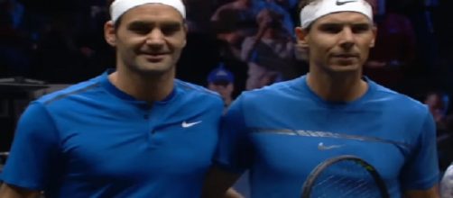 Federer and Nadal during the Laver Cup in Prague/ Photo: screenshot via GrandSlam Highlights III channel on YouTube