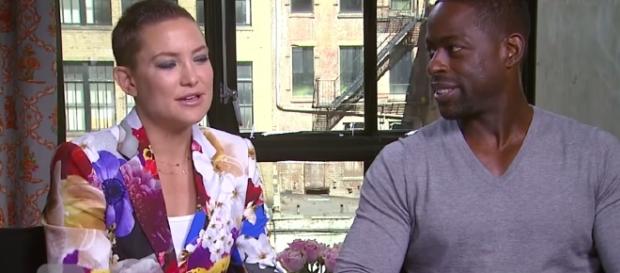 Kate Hudson debuts shaved head at the New York red carpet event. YouTube/ET Kate Hudson debuts shaved head at the New York red carpet event. YouTube/ET