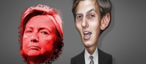 Hillary Clinton and Jared Kushner share email scandals. / [Image(s) by DonkeyHotey via Flickr, CC BY 2.0, edited by @JonMarkDraws]