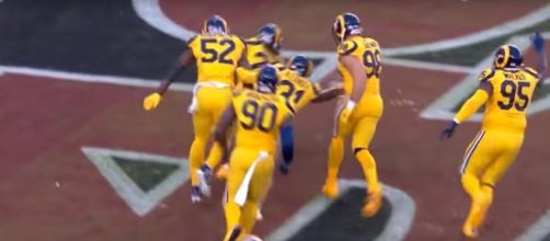 LA Rams after a pick 6 against the 49ers (c) https://www.youtube.com/channel/UCDVYQ4Zhbm3S2dlz7P1GBDg