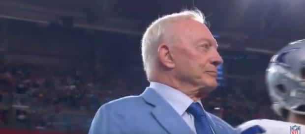 Owner Jerry Jones and the Dallas Cowboys kneeled before a September 25 NFL game - Youtube screen capture / NFL Owner Jerry Jones and the Dallas Cowboys kneeled before a September 25 NFL game - Youtube screen capture / NFL