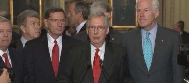 Press briefing with Senate Republicans over Graham-Cassidy repeal failure / [screenshot from PBS Newshour - YouTube:https://youtu.be/zTFoxS4Fyyg Press briefing with Senate Republicans over Graham-Cassidy repeal failure / [screenshot from PBS Newshour - YouTube:https://youtu.be/zTFoxS4Fyyg