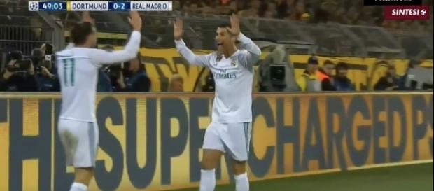 Ronaldo celebrating with Bale, after his assist. Image - Football Show Studio | YouTube Ronaldo celebrating with Bale, after his assist. Image - Football Show Studio | YouTube