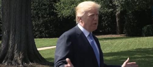 President Trump outside in press gaggle Wednesday Sept 27. / [Screenshot from the White House via YouTube:https://youtu.be/FWV50D99VOE]