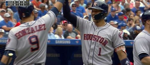Carlos Correa's performance on Wednesday helped the Astros win 12-2 over the Rangers. [Image via MLB/YouTube]