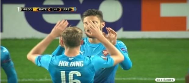 Giroud scores his 100th goal - Youtube/BT Sport Channel Giroud scores his 100th goal - Youtube/BT Sport Channel