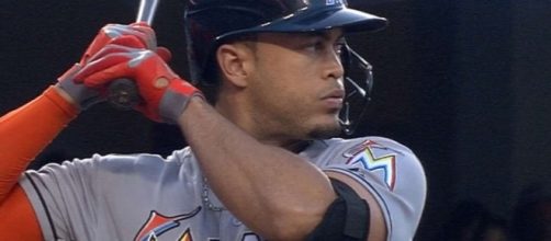 Giancarlo Stanton smacked out his 59th home run of the season in a Marlins' win over the Braves on Thursday. [Image Credit: MLB/YouTube]