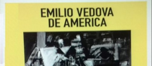 Manifesto della mostra "Emilio Vedova De America" ai Magazzini del Sale e allo Spazio Vedova