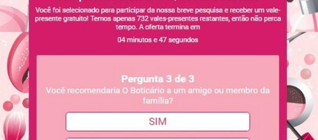 Criminosos prometem vale-presente grátis do Boticário pelo WhatsApp Criminosos prometem vale-presente grátis do Boticário pelo WhatsApp