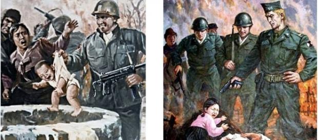 Imagini folosite de propaganda nord-coreeană pentru a exacerba sentimentele antiamericane - Foto: Daily Mail (© News Dog Media) Imagini folosite de propaganda nord-coreeană pentru a exacerba sentimentele antiamericane - Foto: Daily Mail (© News Dog Media)