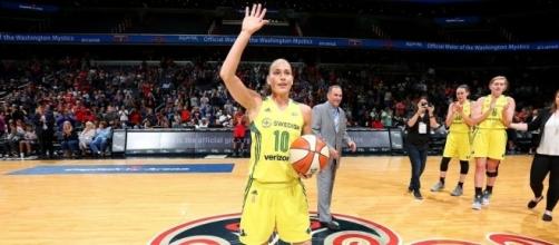 All-Time WNBA assists leader Sue Bird leads the Seattle Storm into their final game before the playoffs on Sunday. [Image via WNBA/YouTube]