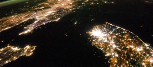 Dark spot is North Korea, bordering the North. / [Image by NASA Goddard Space Flight Center via Flickr, CC BY 2.0]