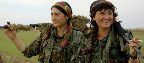 Female Kurdish fighters. [Image Credit: Kurdishstruggle/Flickr]