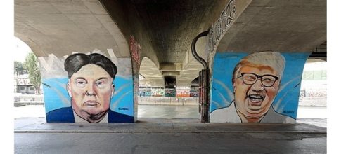 Graffiti of US Donald Trump and Kim Jong-un photo by Bwag | Wikimedia
