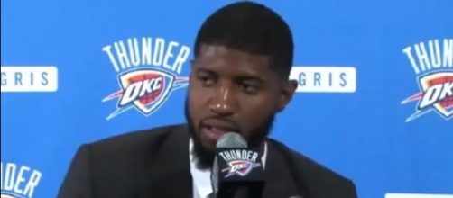 Paul George will decide on whether to remain with the Thunder or join the Lakers next summer -- [Image via LETS GO THUNDER via YouTube]