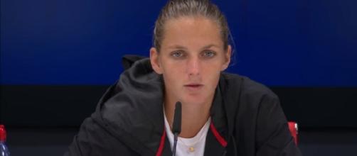 Karolina Pliskova during a press conference at 2017 US Open/ Photo: screenshot via US Open Tennis Championships official channel on YouTube