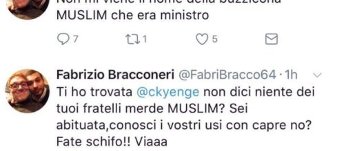 Bracconeri duro contro Kyenge su Twitter