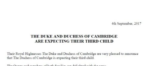The Kensington Palace announced that Prince William and Kate is expecting their third child. Image Source: Kensington Palace/Twitter