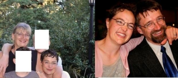A sinistra Seda e Kristin con i figli a destra Seda (Fred) con la moglie prima della transizione A sinistra Seda e Kristin con i figli a destra Seda (Fred) con la moglie prima della transizione