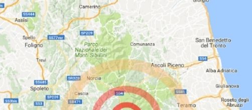 epicentro del terremoto in centro Italia