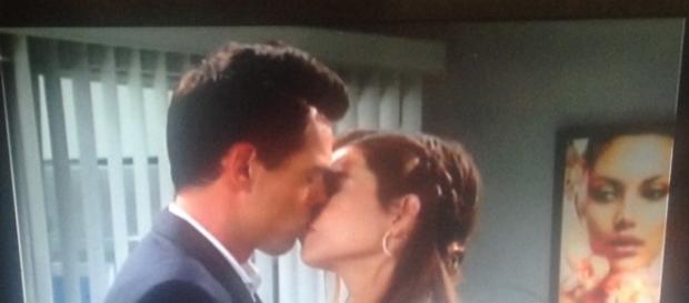 Billy and Victoria kiss. Screen shot Cheryl E Preston. Billy and Victoria kiss. Screen shot Cheryl E Preston.