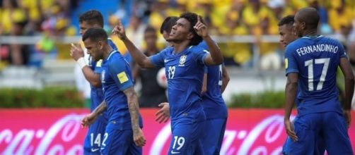 Colombia-Brasile 1-1: Willian festeggia il gol del temporaneo vantaggio della selecao