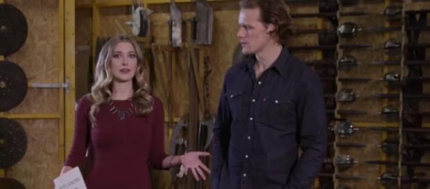 sam Heughan reveals weapons used for "Outlander" season 3. YouTube/ET sam Heughan reveals weapons used for "Outlander" season 3. YouTube/ET