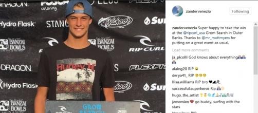 The teen surfer drowned and died. Image[Zander Venezia-Instagram]