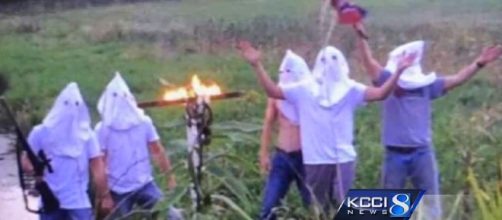 Students are being discliplined for an image involving KKK hoods and a burning cross [Image: YouTube/KCCI]