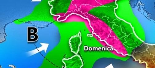 Il flusso ciclonico che interesserà il Mediterraneo
