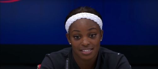 Sloane Stephens during a press conference at 2017 US Open/ Photo: screenshot via E Latifovich channel on YouTube