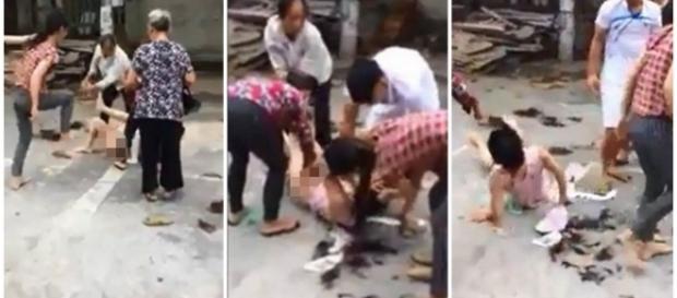 Jovem é agredida no meio da rua (Fotos: Captura de vídeo) Jovem é agredida no meio da rua (Fotos: Captura de vídeo)