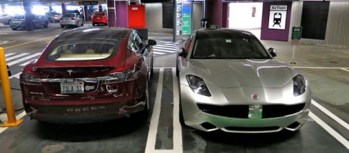Tesla Model S electric car (left) and Fisker Karma plug-in hybrid. - [Image credit - Steve Jurvetson / Wikimedia Commons]