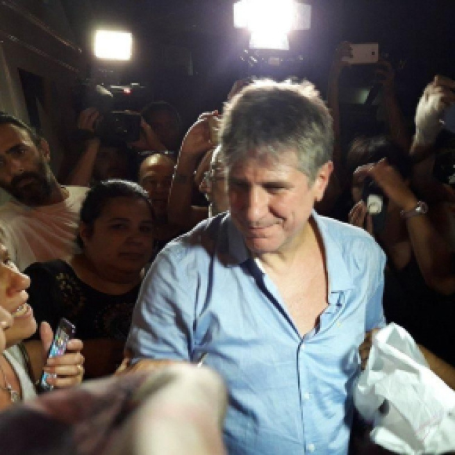 Amado Boudou al momento de recuperar la libertad