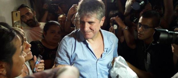 Amado Boudou al momento de recuperar la libertad Amado Boudou al momento de recuperar la libertad