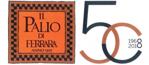 Il logo del cinquantesimo anniversario del Palio di Ferrara realizzato dallo Studio Borsetti (fonte: Ente Palio Città di Ferrara)