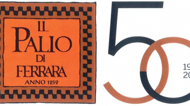 Il logo del cinquantesimo anniversario del Palio di Ferrara realizzato dallo Studio Borsetti (fonte: Ente Palio Città di Ferrara)