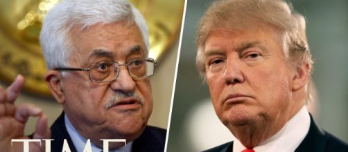 Trump and Abbas are rivals. Image credit screenshot YouTube.com from Time streamed live