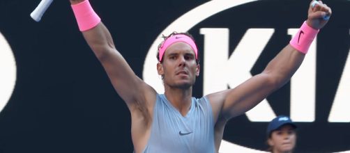 Rafael Nadal celebrating his second round win at the 2018 AO/ Photo: screenshot via Australian Open TV channel on YouTube