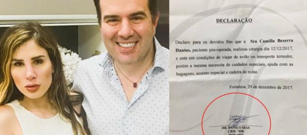 Camilla Urckers viajou com autorização de médico que a operou, Danilo Dias Camilla Urckers viajou com autorização de médico que a operou, Danilo Dias