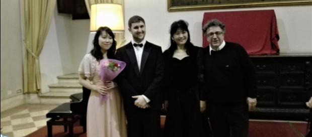 Da sinistra: Makiko Sasaki, Federico Fialdini, Yuri Takenaka e David Ciavarella Da sinistra: Makiko Sasaki, Federico Fialdini, Yuri Takenaka e David Ciavarella
