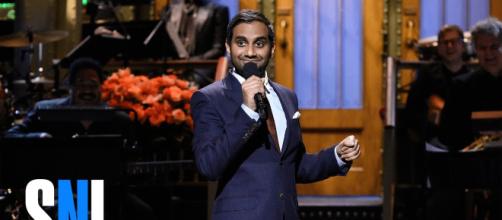 Comedian Aziz Ansari becomes the latest celeb to face sexual harassment allegations. Photo By: Saturday Night Live/YouTube Screen Capture