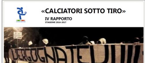 La prima pagina del rapporto Calciatori sotto tiro dell'AIC