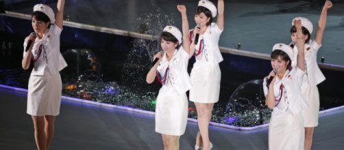 Un'esibizione delle Moranbong, celebre band nordcoreana tutta al femminile