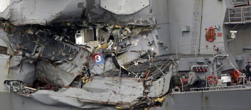 damage suffred by one of the warships. Image credit screenshot youtube.com BBC channel