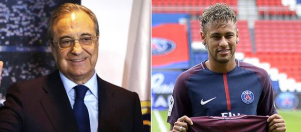 Florentino Pérez y Neymar en el centro del mercado Florentino Pérez y Neymar en el centro del mercado